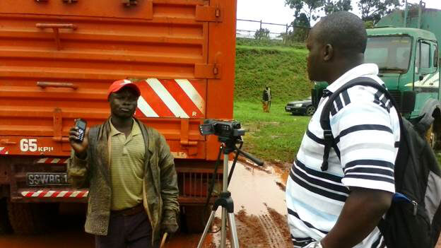 Kambali Kilondelo, a truck driver talks to the press at Nakawa 