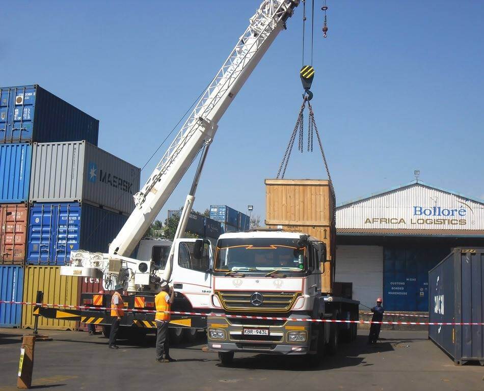 Bollore team mobilizing out of gauge cargo in transit to DRC Congo at the Bolloré Kampala ICD facility