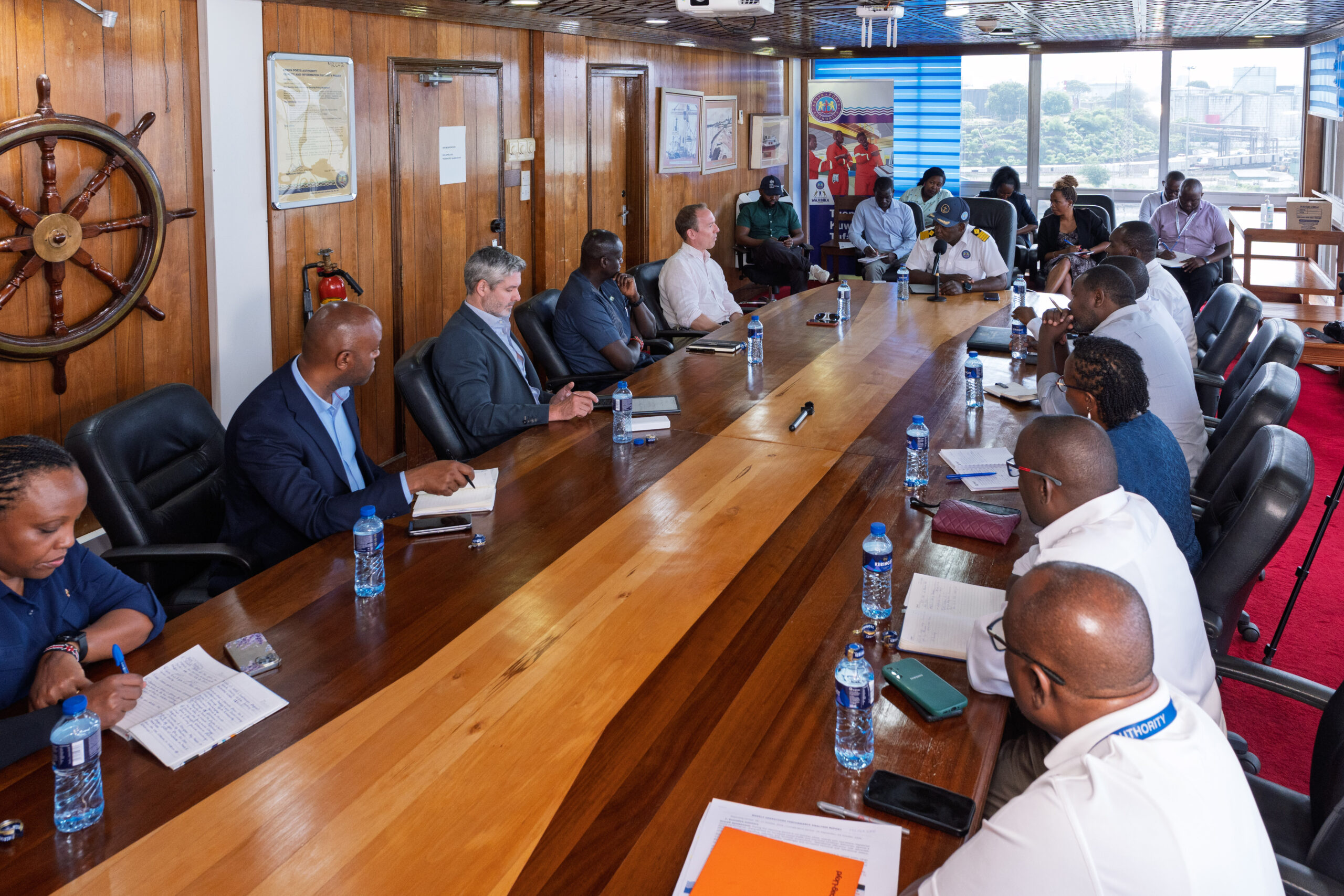 Kenya Ports Authority Managing Director Capt. William Ruto hosts British High Commissioner to Kenya Matt Baugh, Kenya’s High Commissioner to the UK Amb. Maurice Makoloo and TradeMark Africa CEO David Beer, with their respective delegations, at KPA Headquarters, Mombasa, on 14 October 2026.